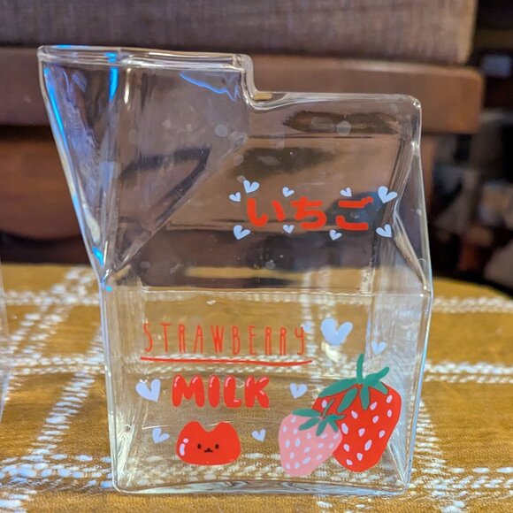 Kawaii Glass Milk Carton Clear Cups, 3 pieces - Picture 4 of 8